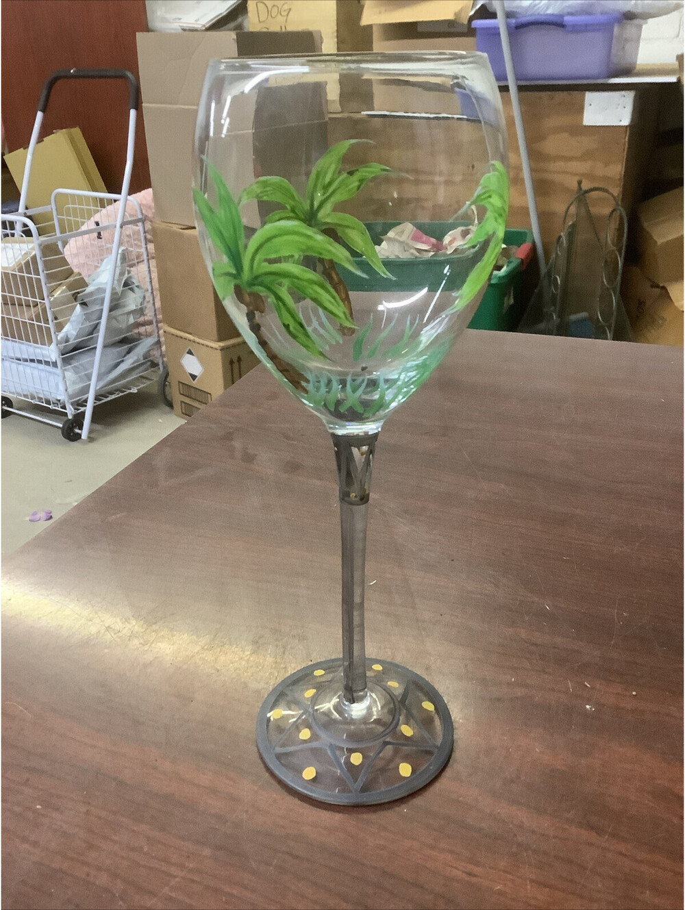 Home Essentials Caribbean Palm Wine Goblet Coconut Tree Hand Painted